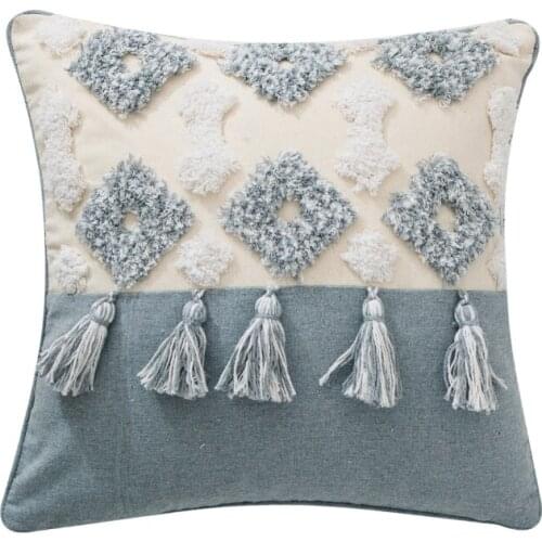 Cushion Cover Square Embroidery Plush Pillow Nordic Handmade Tassel Cushion Pillow Case Home Decor Comfortable Fashion Soft
