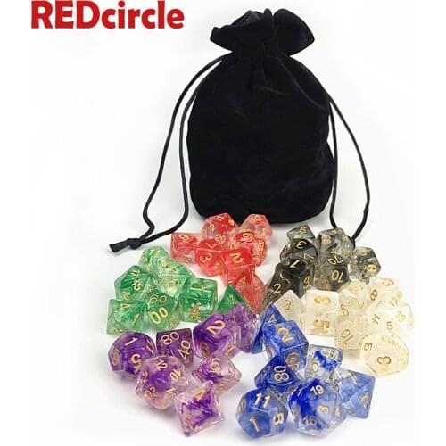 Bulk Price 42pcs/bag New Polyhedral Nebula Die 6 Colosr Dice Set for DnD Game Plus A Pouch,set of D4 -D20 As Gift Toy