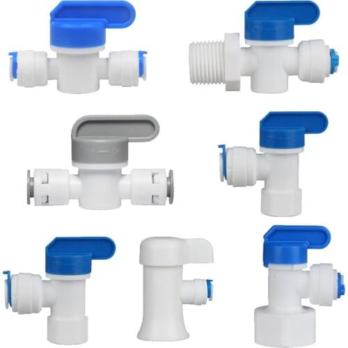 RO Ball Valve 1/4" 3/8" OD Tubing Hose Quick Connection Pipe Control Fittings Plastic Water Purifier RO System Aquarium Fittings