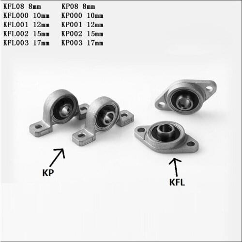KFL08-KFL003 / KP08-KP003 8mm--17mm Bearing Shaft Support Spherical Roller Zinc Alloy Mounted Bearings Pillow Block Housing