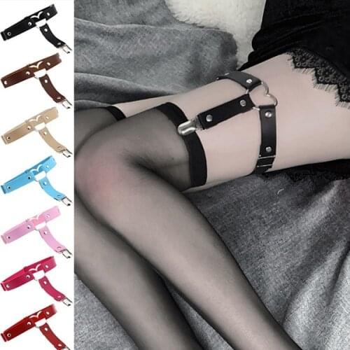 Women Nice Sexy Punk Goth Heart PU Leather Elastic Garter Belt Leg Thigh Ring Clothing Accessory Spring Summer Suspender A