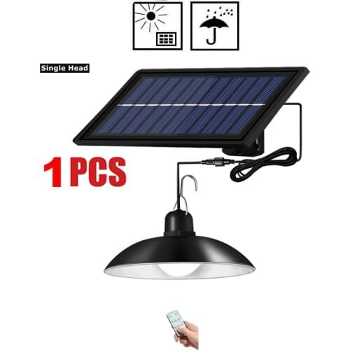 Remote 30 led 2 head Retro Lampshade Solar Pendant Chandelier solar Lights Outdoor Light,Wireless Waterproof Exterior Security W