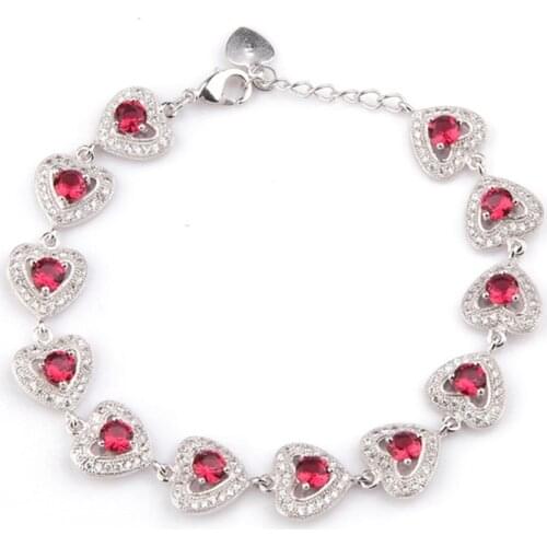 SHUNXUNZE Luxury Vintage Wedding Bracelets Jewelry & Accessories for women dropshipping Red Cubic Zirconia Rhodium Plated R3270