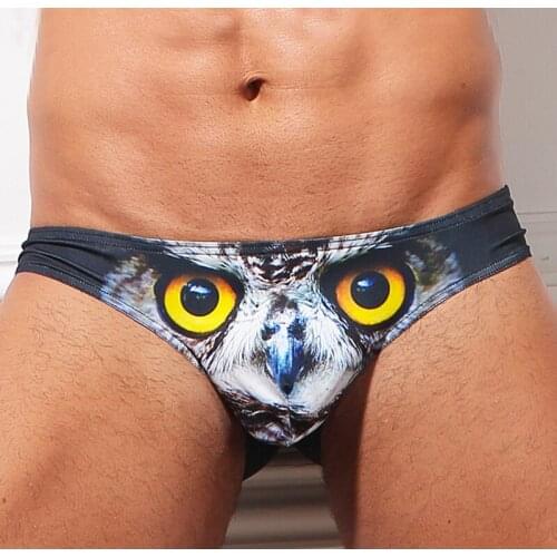 New Seamless Low Waist Ice Silk Briefs Men Underwear 3D Printing Sexy Briefs Mens U Convex big Panties Penis Cuecas Brave Men