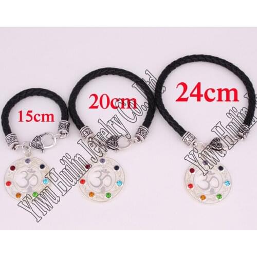 Rope chain OM Yoga Crystal Healing Chakras Reiki charm bracelet