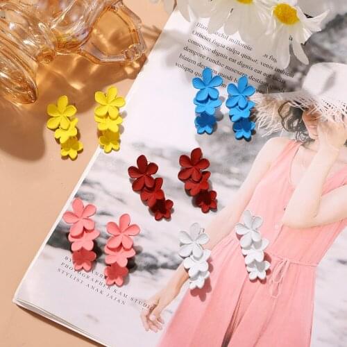 Vintage Boho red white and blue earrings Flower Earrings For Women Fashion Sweet Wedding Earrings Femme Brinco Wholesale Jewelry