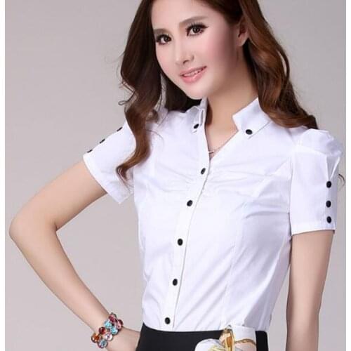 New 2019 Social Summer White Office Shirts Work Plus Size Blouses For Women 2xl 3xl 4xl Blusas Femininas Ladies Tops A478
