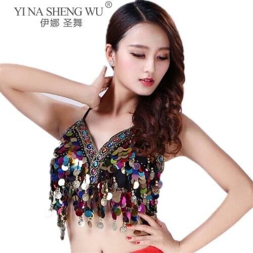 New Belly Dance Profession Performance Clothing People Sleeveless Bra Sequins Top Accessory Womens Dance for Belly Dancing Bra