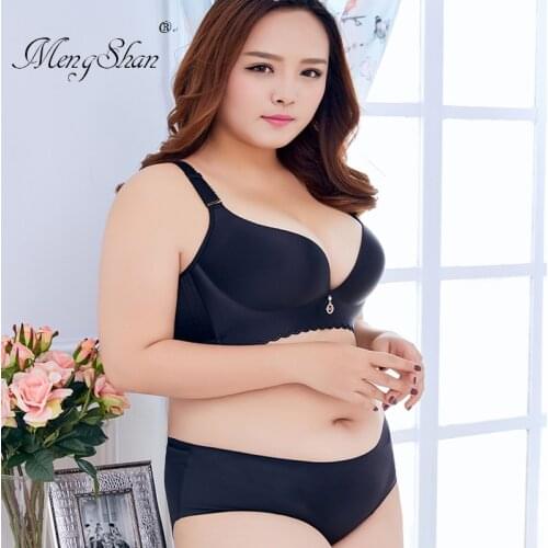 Fashion sexy fat push up plus woman size 42B 44B 46B big bra set