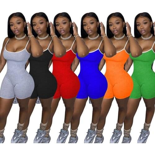 Adogirl Women Sport Bodysuit One Piece Playsuit Striped Splicing Spaghetti Strap Jumpsuit Casual Women Solid Short Romper