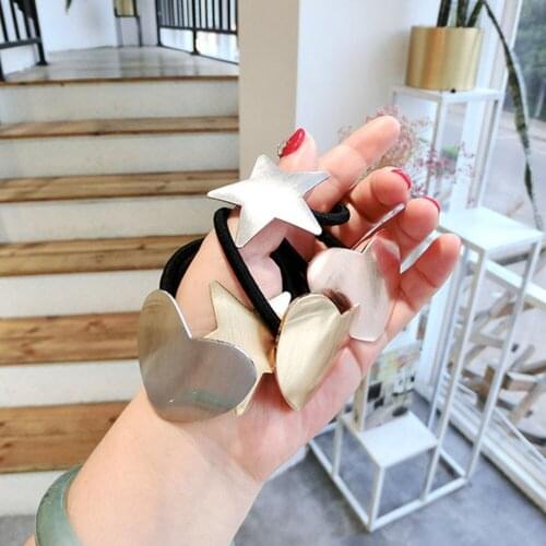 1Pc Star Heart Gold Hair Rope Hair Accessories Girl Women Elastic Rubber Bands Hair Ties Headwear Tie Ponytail Holder Rope