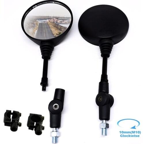 1Pair 10mm Universal Motorcycle Mirror Scooter E-Bike Rearview Mirrors Electrombile Back Side Convex Mirror Carbon Fiber