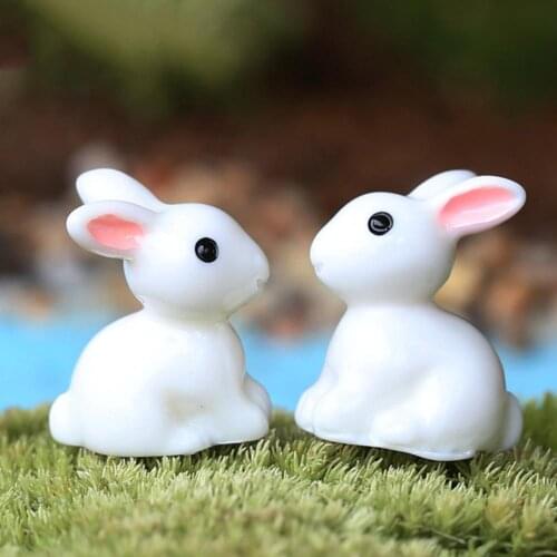 Hot 10Pcs Lovely Rabbit Resin Crafts Miniature Bonsai Plants Landscape Garden Decor