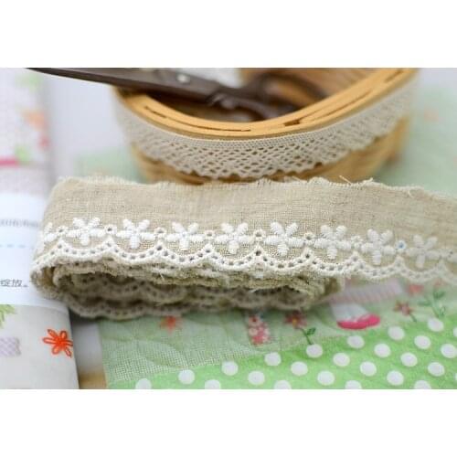 2 Meters Linen Cotton Fabric Lace Trims Quality Clothes Hometexile Embellishment DIY Women Doll Sewing Garment Material 2.8cm