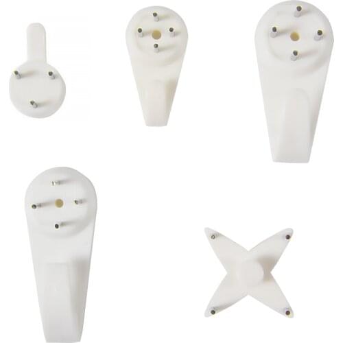 20PCS White Painting Photo Plastic Invisibl Nail Plastic Hanging Hanger Home Decor Wall Hooks Mount Picture Hanging Tool
