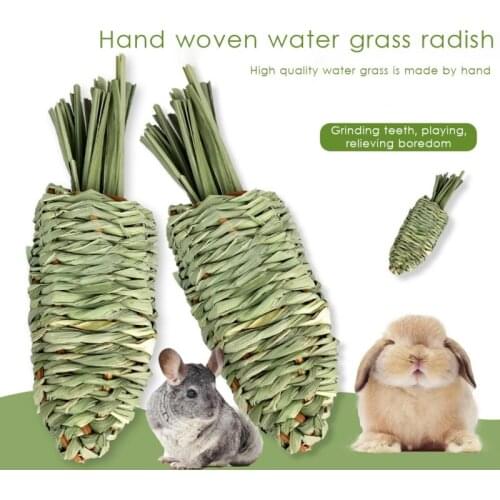 3Pcs Hamster Rabbit Chew Toy Bite Grind Teeth Toys Carrot Shape Woven Toy for Tooth Cleaning Radish Molar Toys Pet Supplies
