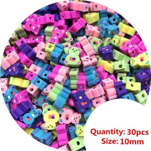 30pcs 10mm Mixcolor Printing Beads Polymer Clay Beads Mixed Color Polymer Clay Spacer Beads For Jewelry Making DIY #006