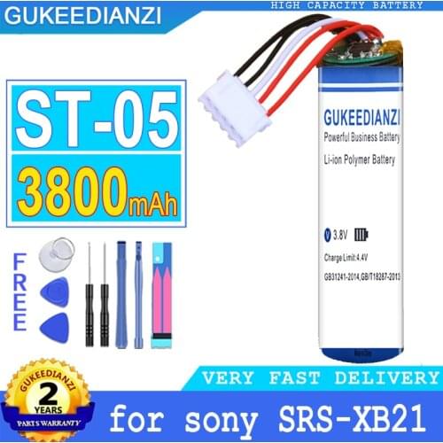 3800mAh GUKEEDIANZI speaker Replacement Battery ST-05 for sony SRS-XB21 ST-05 ST-05S Bluetooth speaker Big Power Battery