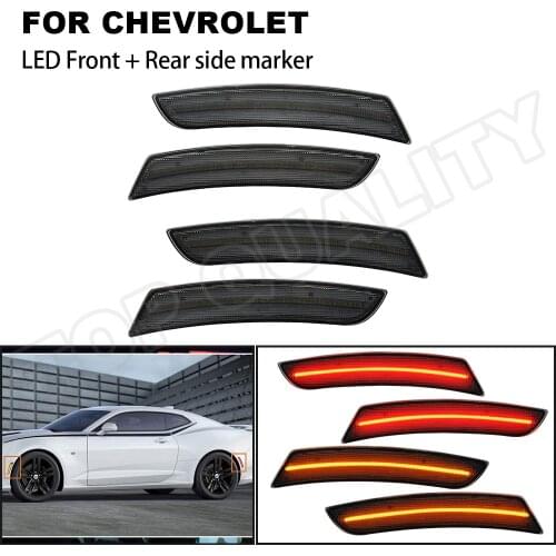 4Pcs Front/Rear Side Marker Light Kit Amber/Red LED Side Marker Light Lamp For 2016 2017 2018 2019 2020 Gen6 Chevrolet Camaro