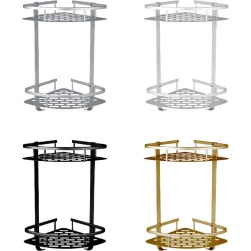 Aluminum Corner Shelf Bedroom Accessories 2 Layer Corner Storage Holder Shelves Corner Shelf Kitchen Organizer Wall Mounted 1pcs