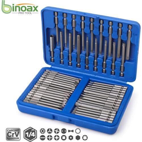 BINOAX 50 PCS 75mm Extra Long Magnetic Screwdriver Bit Set Security Torx Hex Star Bits Philips Square Spanner Bits