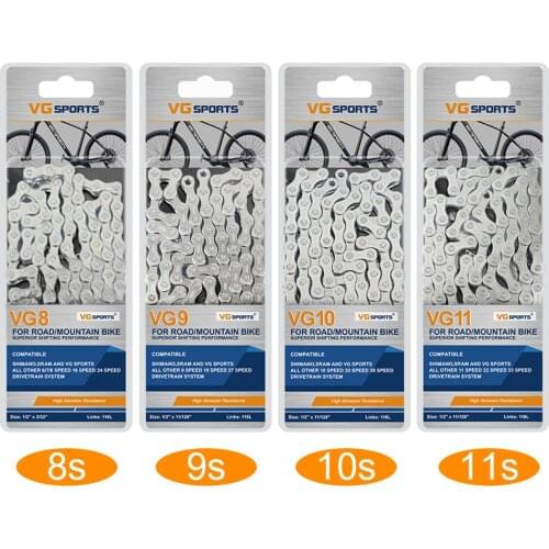 VG Sports Bicycle Chain 8/9/10/11 Speed MTB Road Bike Chain Steel 116 Links Bike Chain Cycling Equipment Accessories