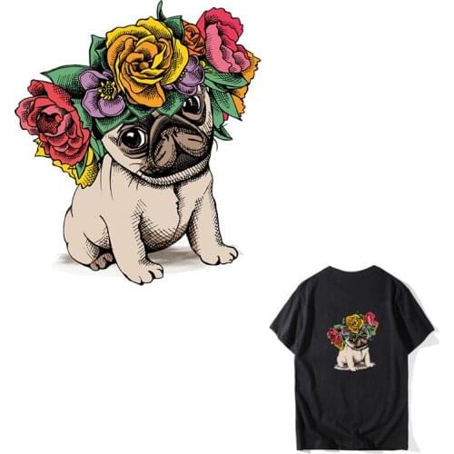 COSBILL Flower Dog Patches Diy A-level Washable Cute Dog Iron On Patches For Clothes T-shirt Heat Transfer Accessory Y-077
