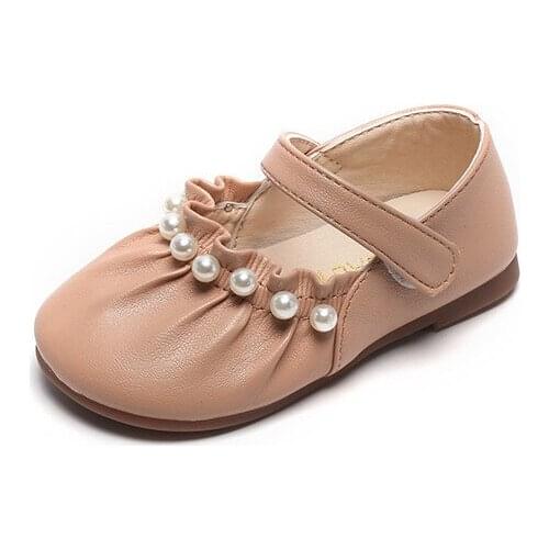Kids Princess Shoes 2021 Summer Fashion Soft Sole Peas Shoes Korean Style Pearl Single Shoes Leather Shoes for Girls Sweet Hot
