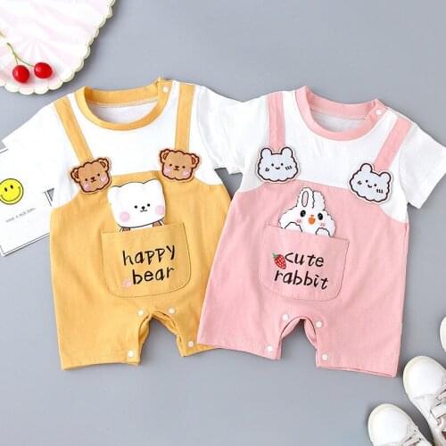 Baby jumpsuit thin short-sleeved cotton baby boys girls summer, children wearing clothes go out and wear cute summer clothes