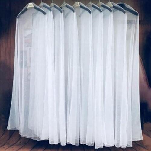 Long 160/180/200cm Transparent Soft Tulle Dust Cover For Home Clothes Wedding Dress Garment Bridal Gown Protector Mesh Yarn