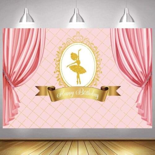 Pink Angel Curtain Photo Backdrop Girls Newborn Baby Happy Birthday Party Decoration Princess Photography Backgrounds Banner