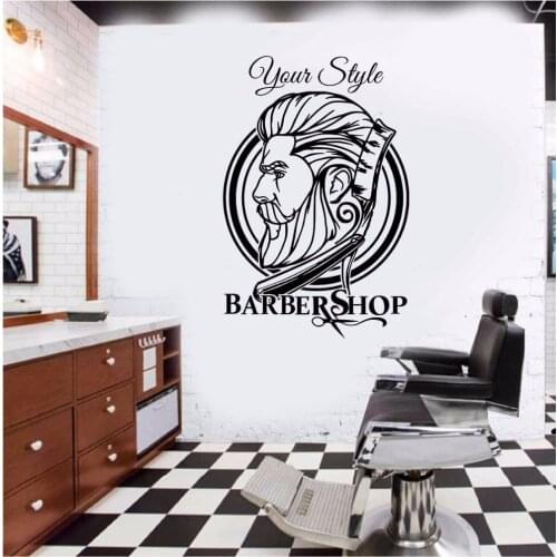 Barber Shop Hipster Wall Sticker Barber Shop Decoration Hair Dresser Wall Decal Removable Wall Art Sticker Hipster Decor AY164
