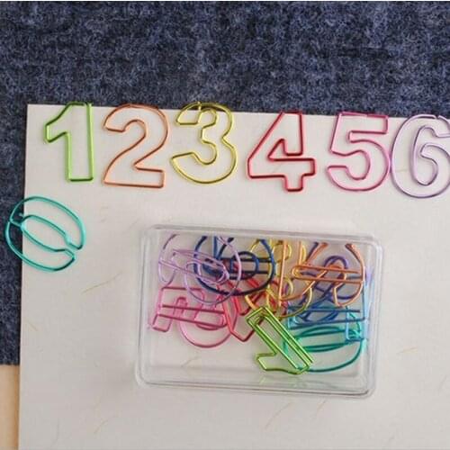Creative Metal Material Number Shape Paper Clips Gold Silver Color Funny Kawaii Bookmark Office Shool Stationery Marking Clips
