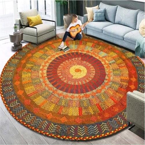 Round Carpet Mandala 120Cm Persian Rugs Bedroom Large Morocco Area Rug For Living Room Anti-Slip Baby Room Kidsroom Carpet 60cm