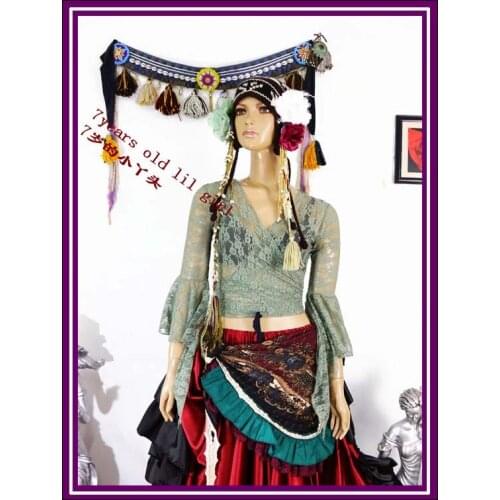 Lace belly dance top flamenco dance top korea lace 7taper flare Blouse Top DI111
