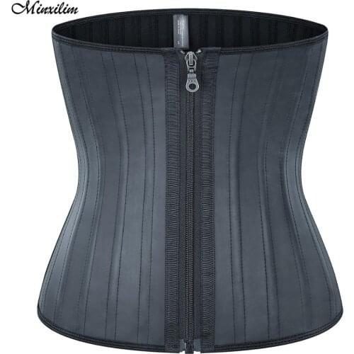 Latex 25 Steel Bones Hourglass Waist Trainer With Zipper Corsets For Women Slimming Body Shaper Control Tummy Modeling Strap