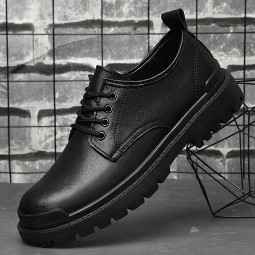 Fashion New Men Shoes Black Leather Casual Male Outdoor Walking Shoes Classic Tooling Oxfords Shoes For Man Comfortable Footwear
