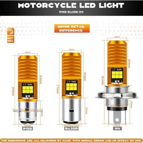 Motorcycle Headlight LED BA20D H6 H4 Bulbs Hi Lo Beam Moto LED Motorbike Headlight Lamp Moto Accessories 6000K White 12V 1200LM