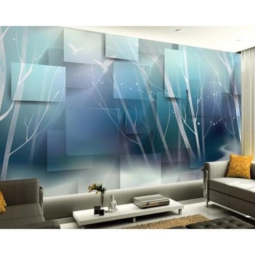 Custom 3d Mural Wallpaper Woods bird abstract tree trunk 3D TV background wall Home Decor Living Room Wall Covering