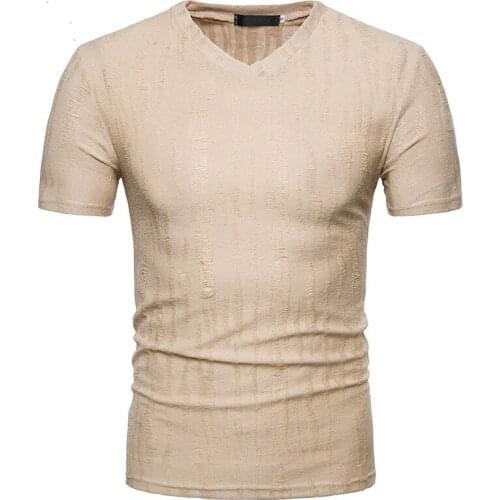 Solid Color Short Sleeve T Shirt Men 2020 Brand New Slim Fit V Neck T-shirt Men Casual Soft Comfortable Tshirt Homme Camisetas