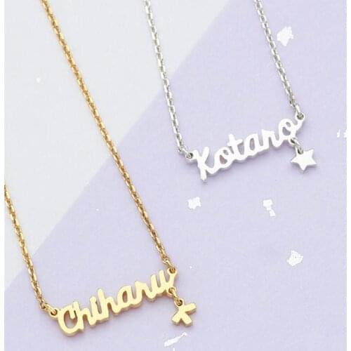Personalized Name Necklace For Women Kids Jewelry Stainless Steel Star Butterfly Moon Crown Heart Custom Necklace