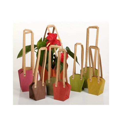 Kraft paper bags for flower gift packaging creative gift cases with handle portable wedding birthday party favors contain dec