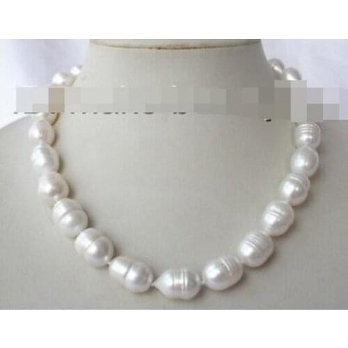 Stunning big 9-10mm baroque white freshwater cultured pearl necklace s1809