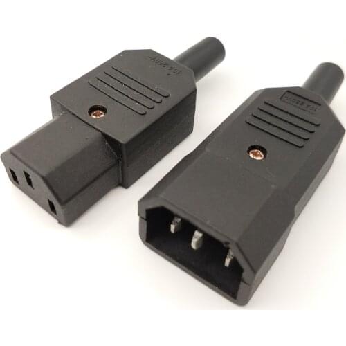 IEC 320 C14 Male To C13 Female C14 Male To C13 Female 3 Pin AC Socket Power Cord Rewirable Connector