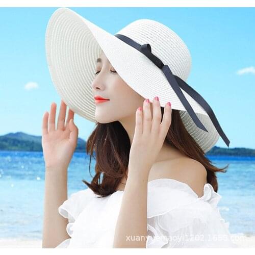 Sun Hat Wide Brim Floppy Summer Hats For Women Beach Panama Straw Dome Bucket Hat Femme Shade Hat