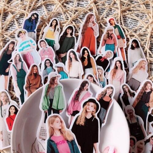 129PCS Cute Magazine Girl Sticker DIY Scrapbooking Base Collage Mobile Computer Diary Happy Planner Gift Seal Decoration
