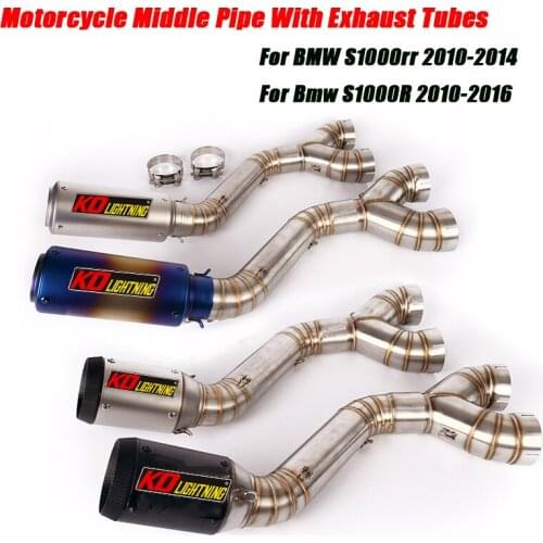 Motorcycle Middle Link Vent Pipe Exhaust System Set Removable DB Killer for BMW S1000RR 2010-2014 S1000R 2010-2016