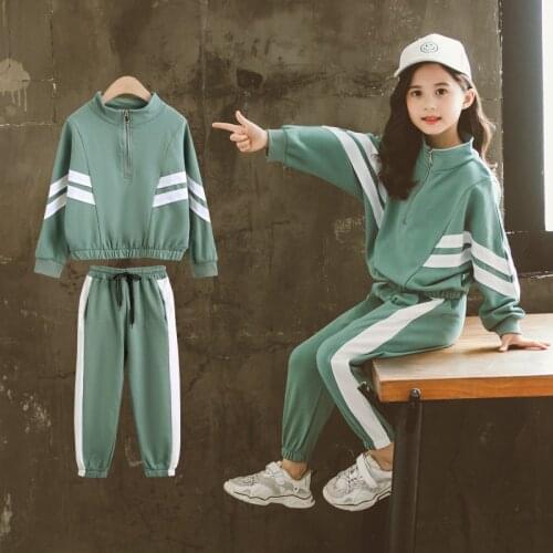 Kids Girl Striped Clothes Set 2pcs Casual Sports Teen Girls Tracksuits Spring Fall Sportswear Clothing Suits 4 6 8 10 12 Years