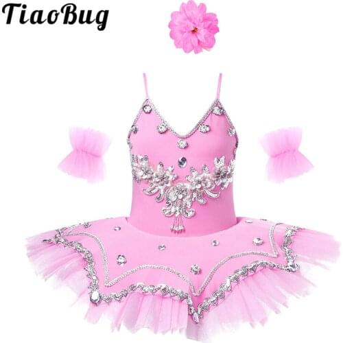 TiaoBug Blue White Pink Swan Children Ballet Dance Costume Professional Tutu Princess Dress Paltter Ballet Tutu For Girls Kids