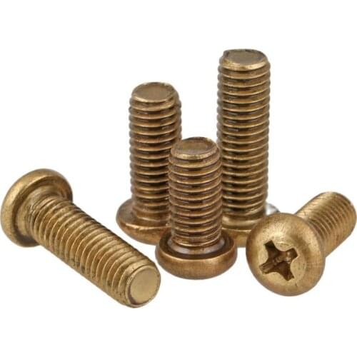 GB818 copper round head cross machine tooth screw head screw copper yuan head screw M2-M4 50Pcs